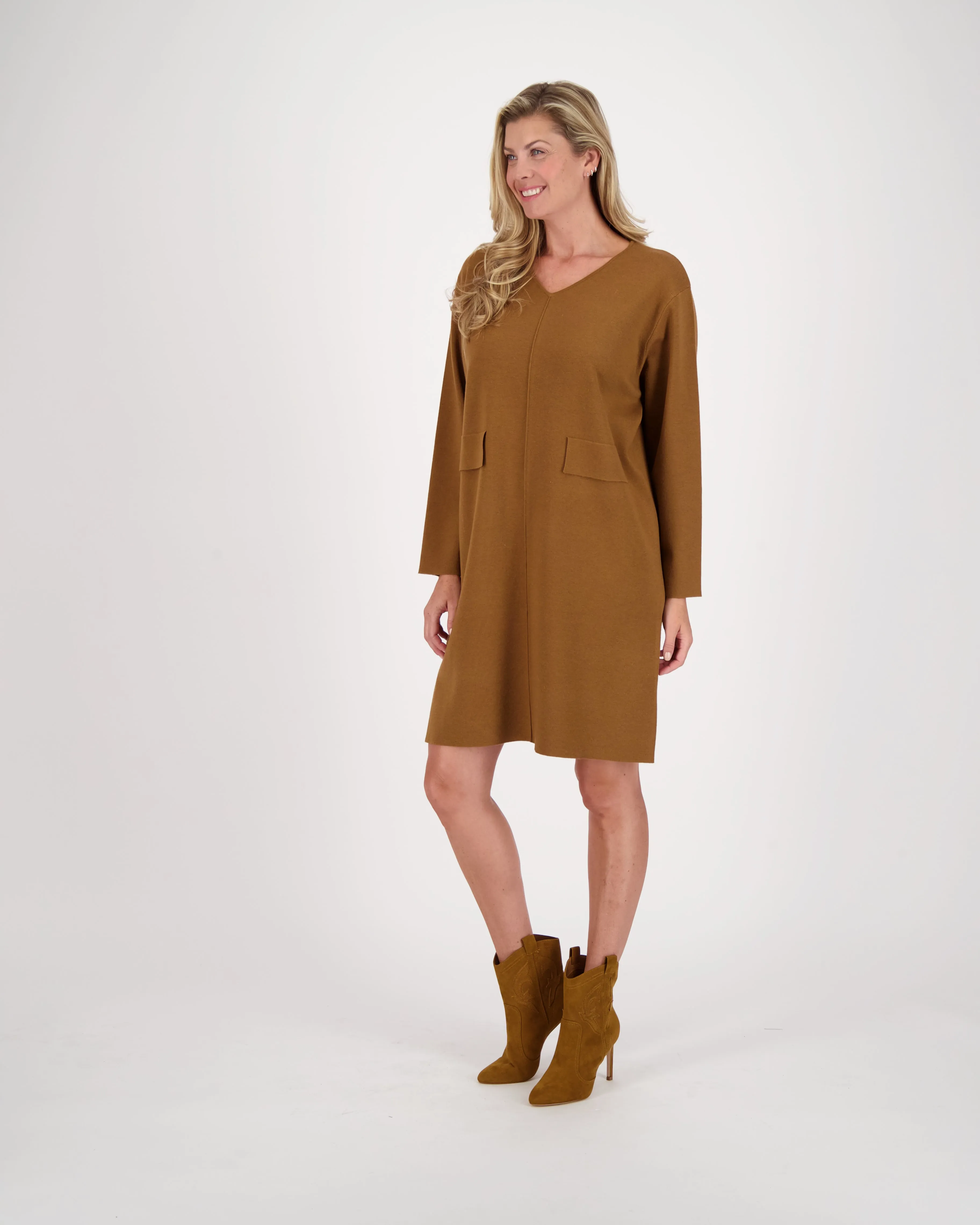 Knit Knee Length Shift Dress