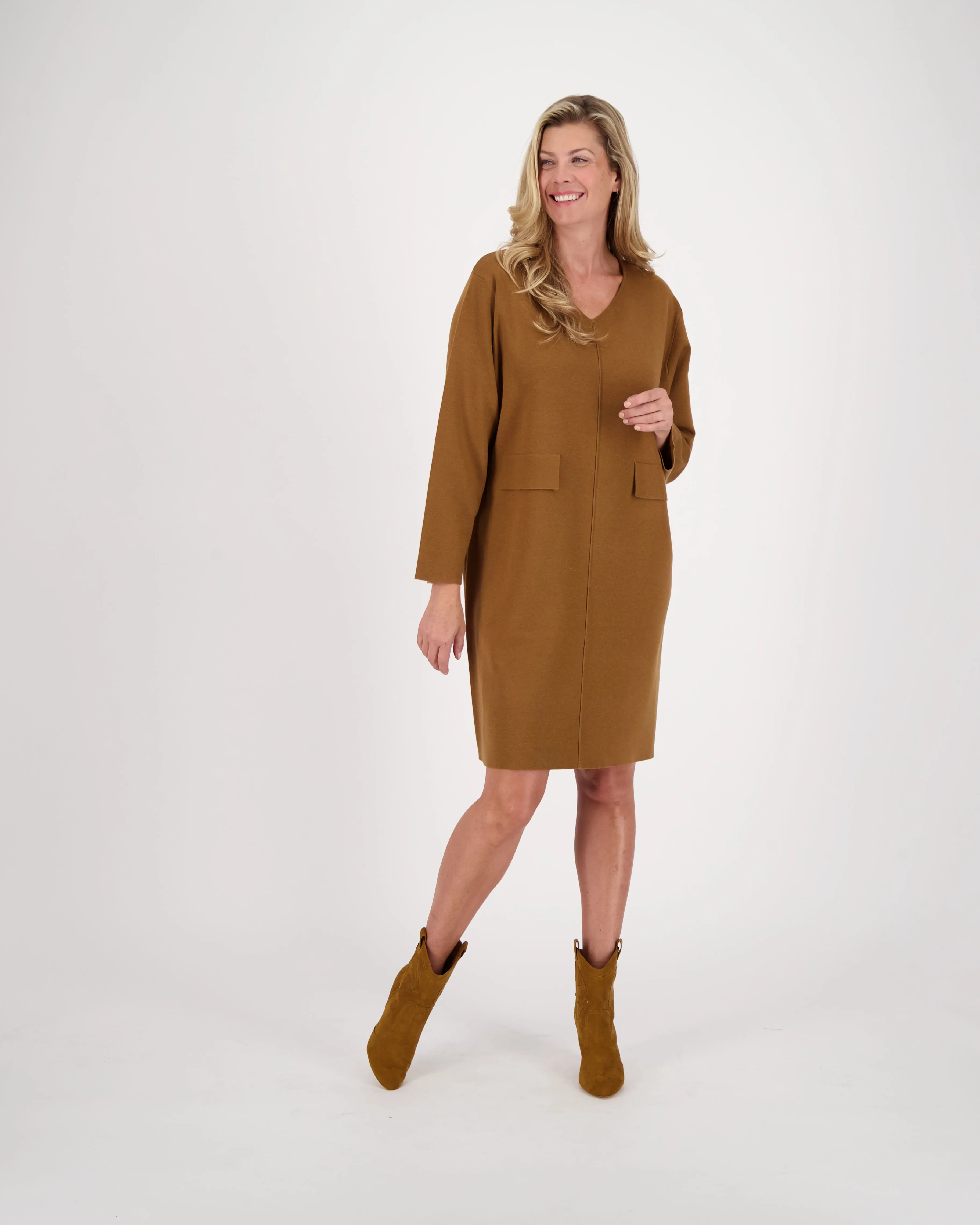 Knit Knee Length Shift Dress