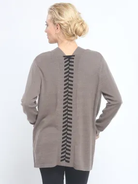 Lace Up Open Front Cardigan