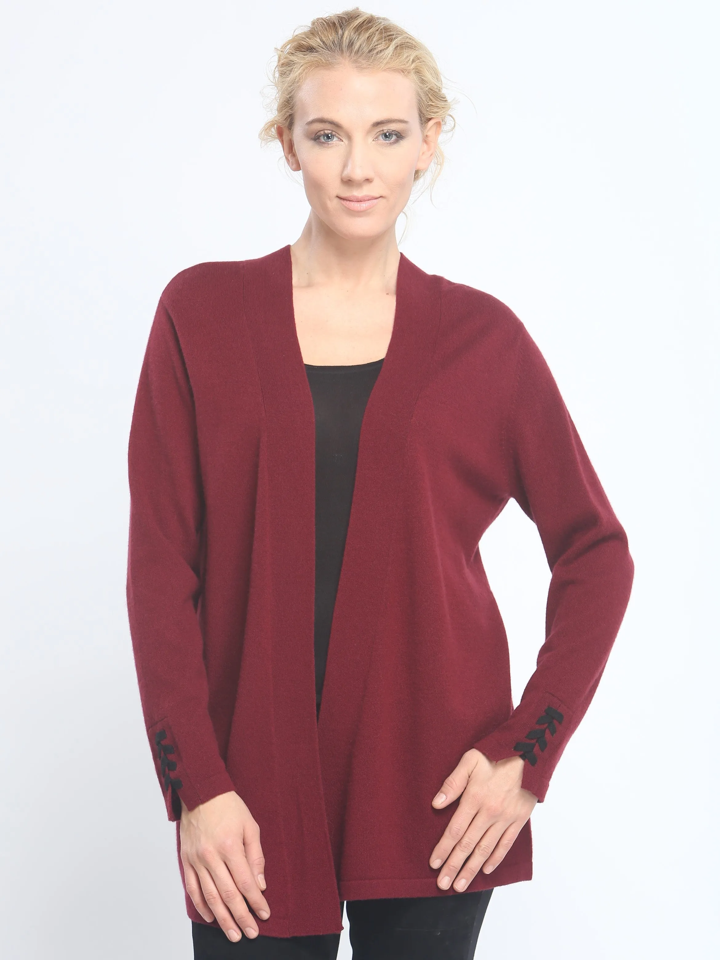 Lace Up Open Front Cardigan