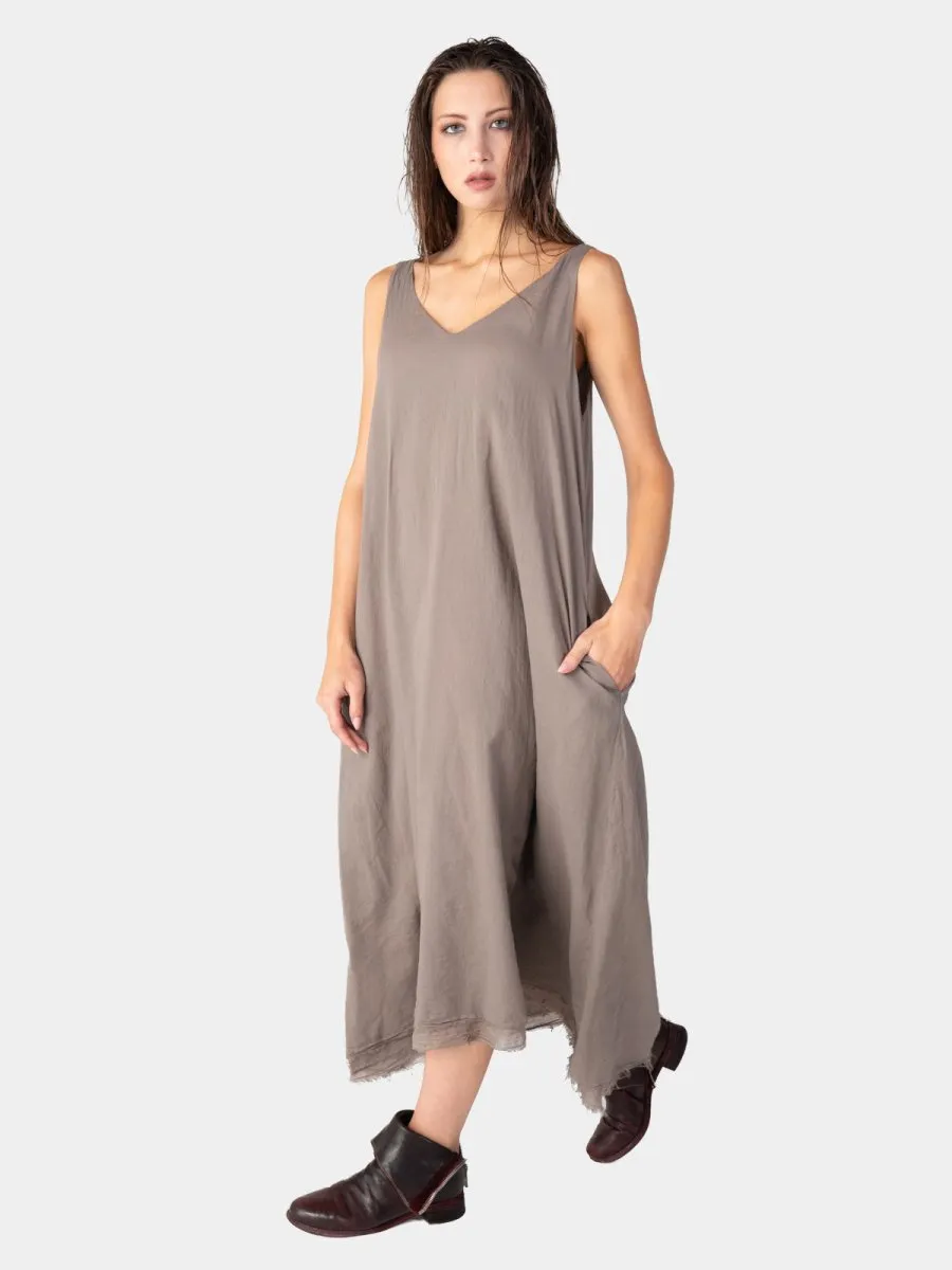 Layered V-Neck Organic Cotton Maxi Dress