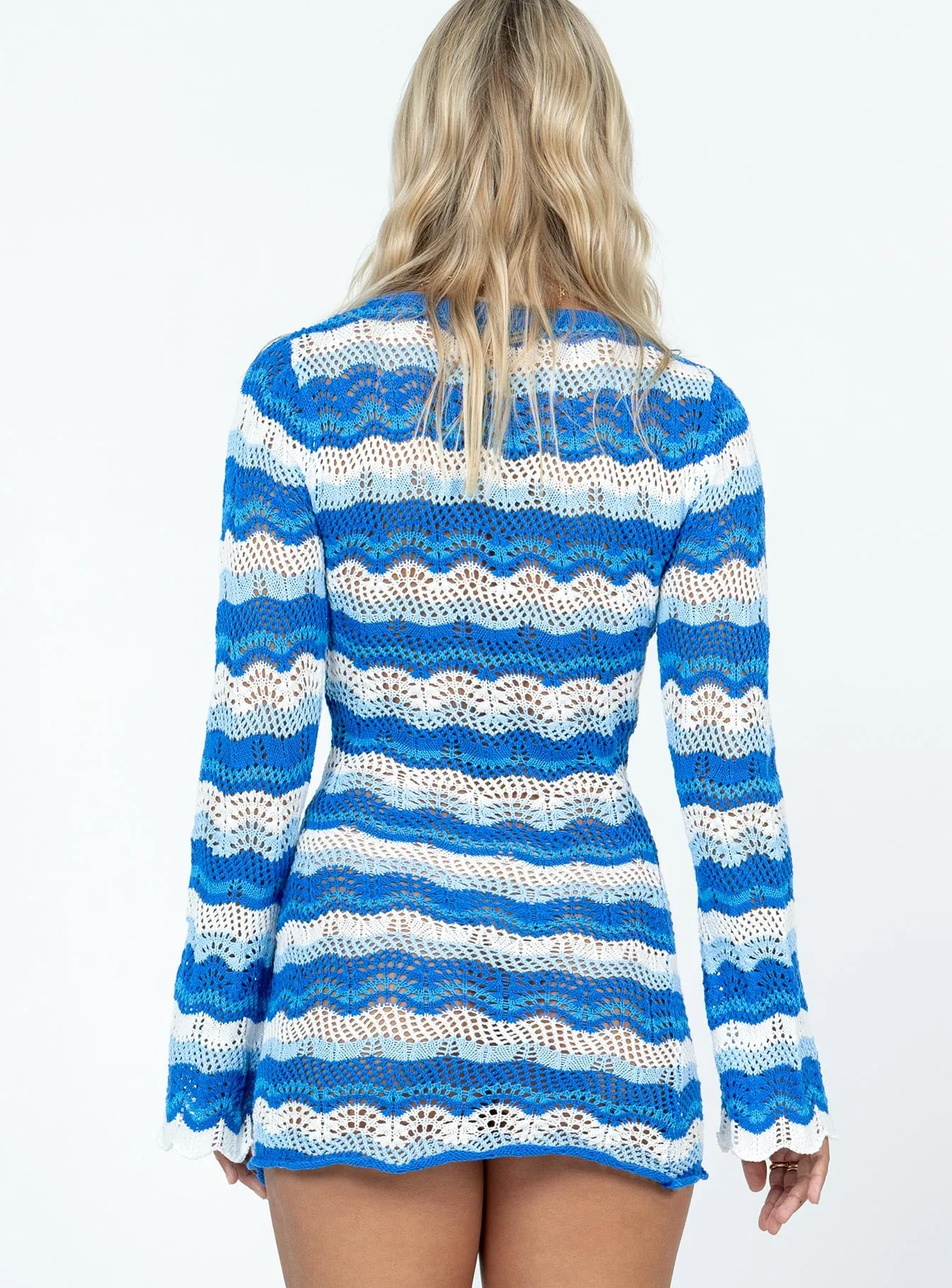 Leah Knit Mini Dress Blue / White