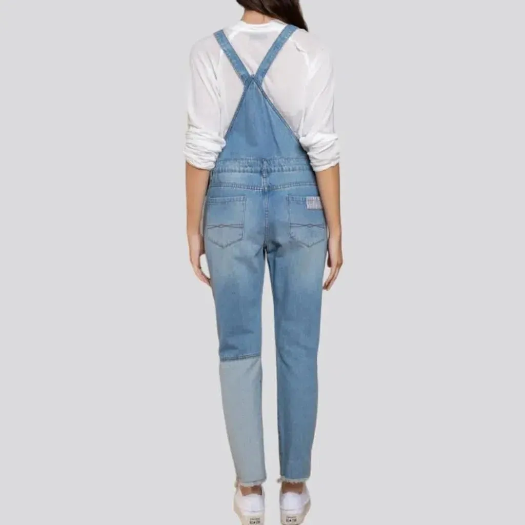 Light-wash denim overall for women