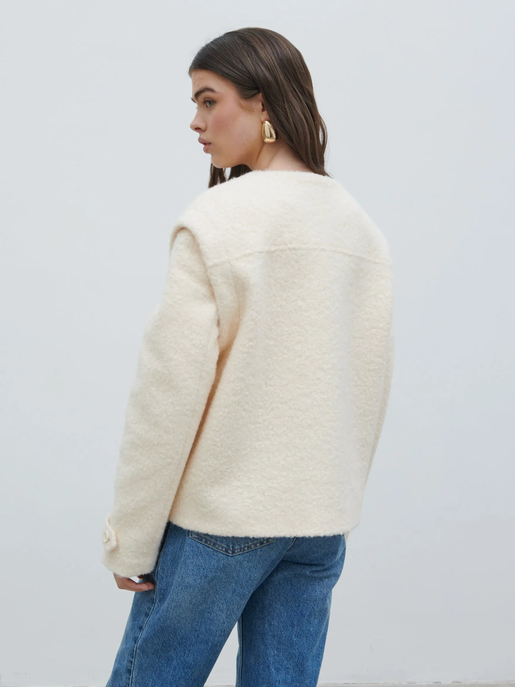 Lilia Cropped Boucle Jacket and Gilet - Cream