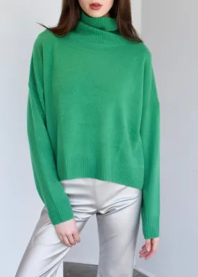 Long Sleeve Relaxed Turtleneck Sweater Green