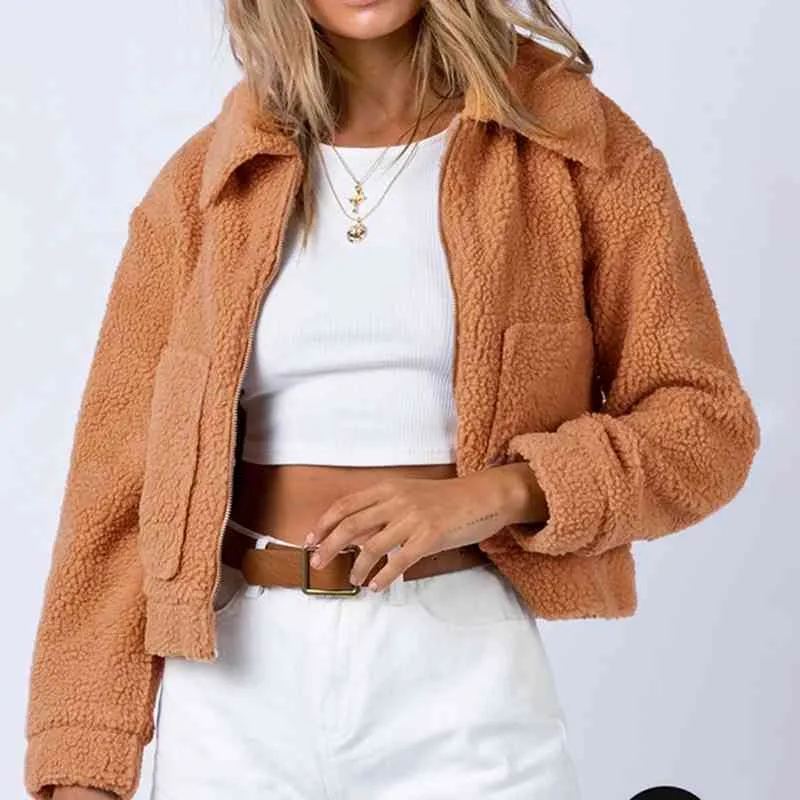 Long Sleeved Collared Neck Sherpa Jacket