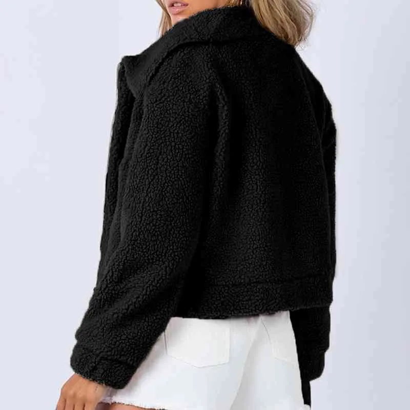 Long Sleeved Collared Neck Sherpa Jacket