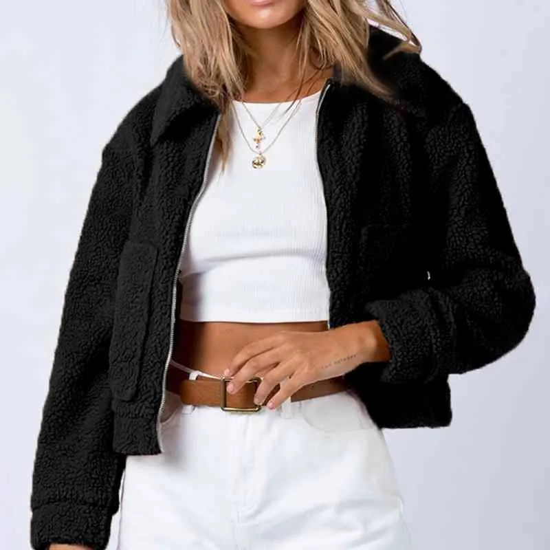 Long Sleeved Collared Neck Sherpa Jacket