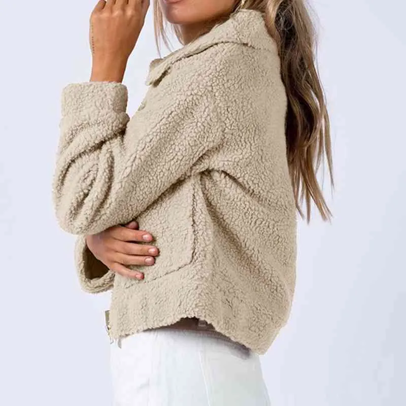 Long Sleeved Collared Neck Sherpa Jacket