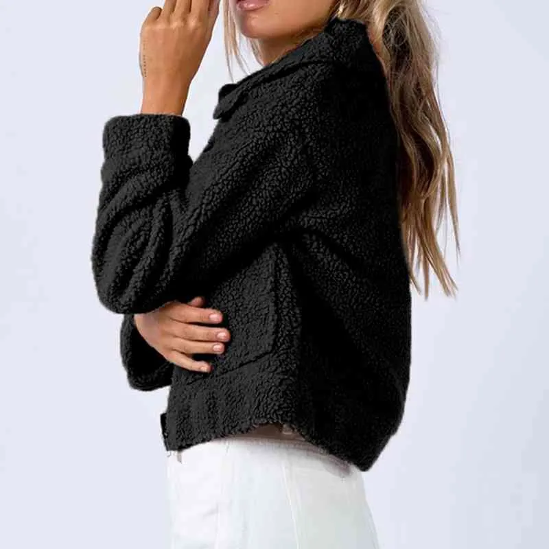 Long Sleeved Collared Neck Sherpa Jacket