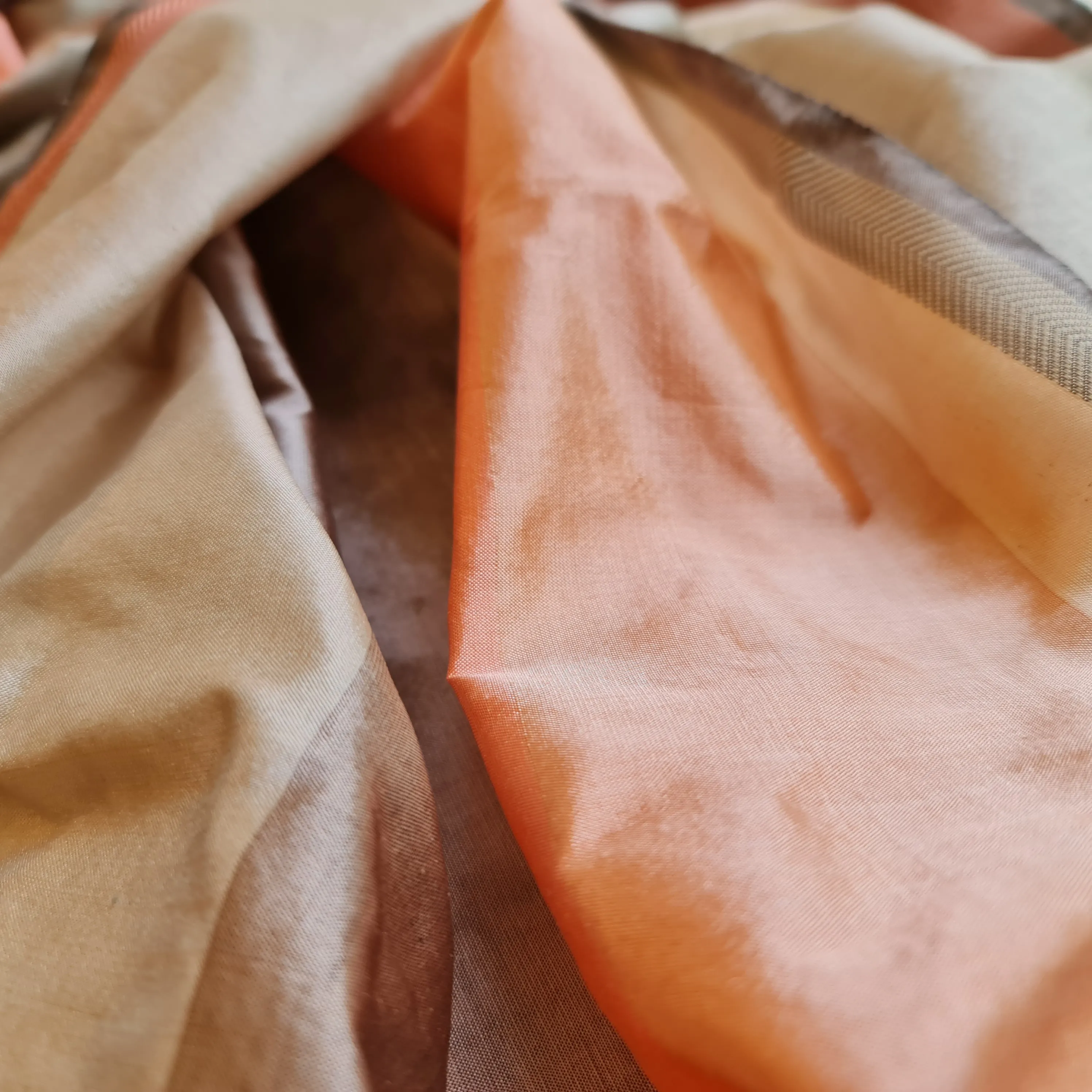 Lustrous Peach Handwoven Silk-Cotton Scarf/ Stole