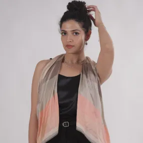 Lustrous Peach Handwoven Silk-Cotton Scarf/ Stole