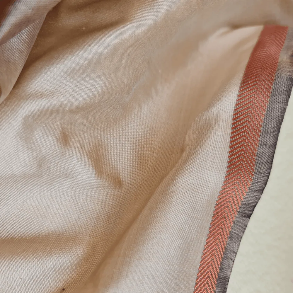 Lustrous Peach Handwoven Silk-Cotton Scarf/ Stole