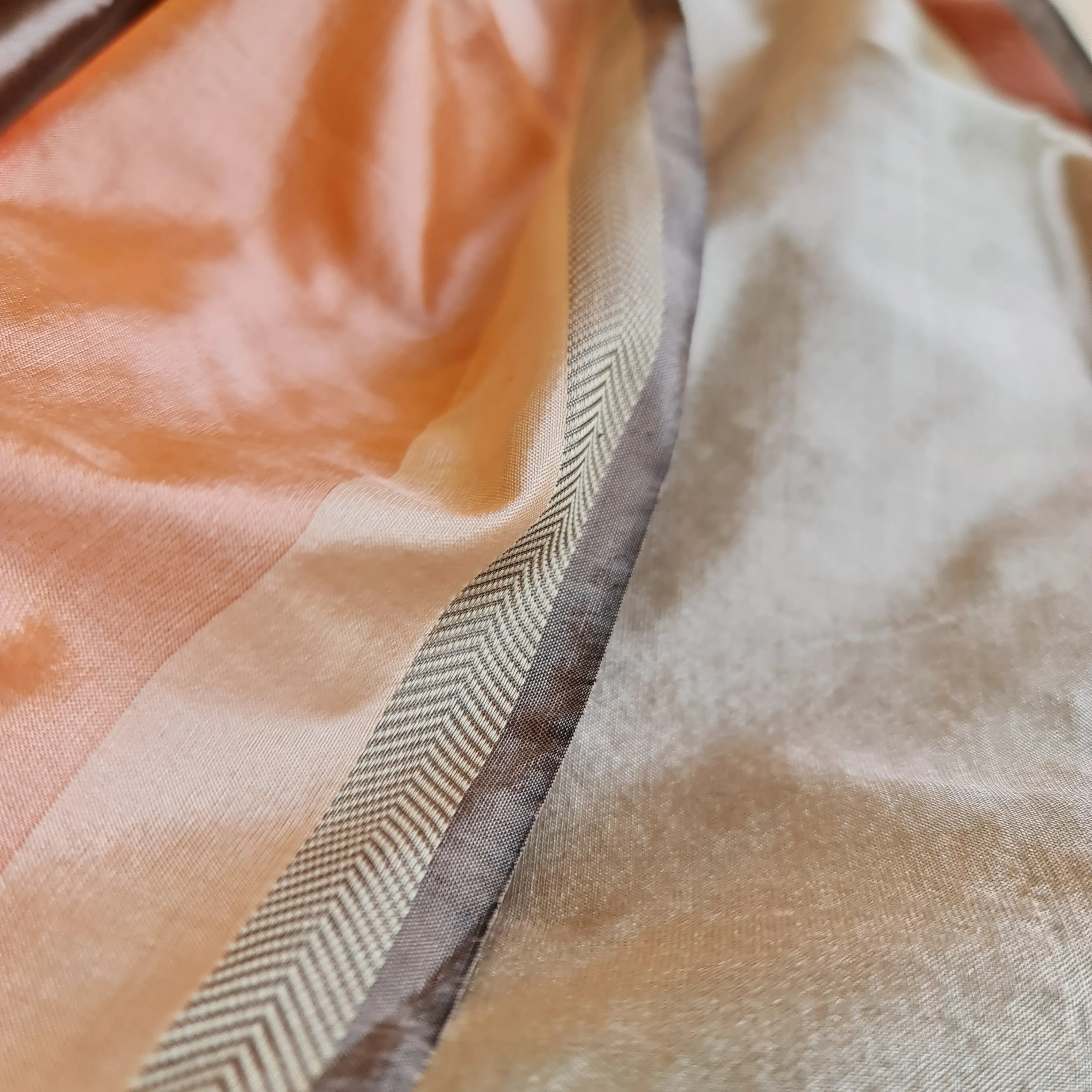 Lustrous Peach Handwoven Silk-Cotton Scarf/ Stole