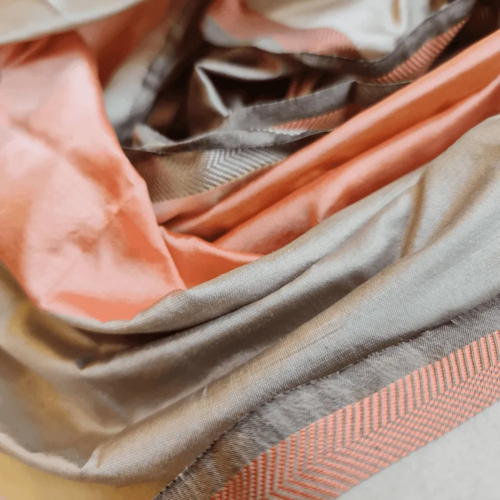 Lustrous Peach Handwoven Silk-Cotton Scarf/ Stole