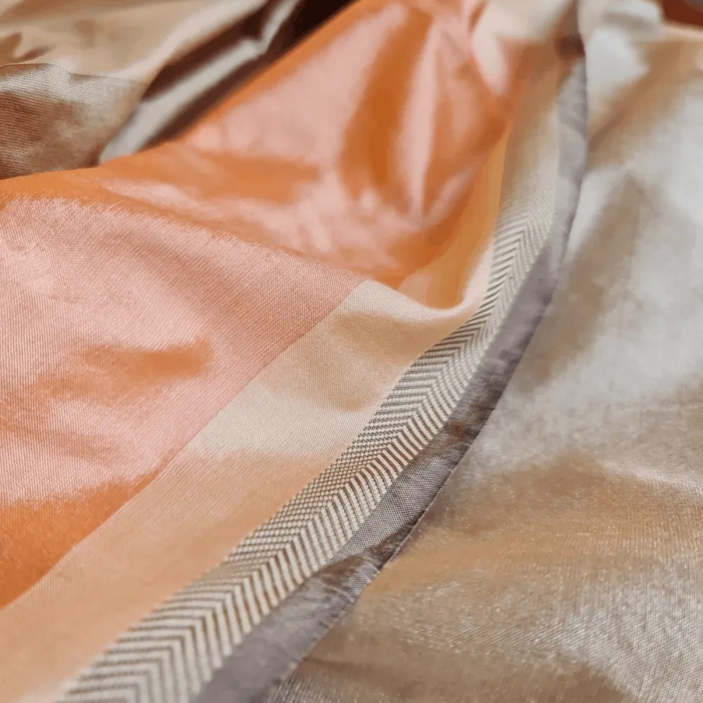 Lustrous Peach Handwoven Silk-Cotton Scarf/ Stole