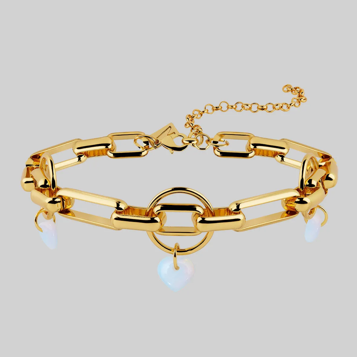 MAGNETAR. Chunky Link Chain Hearts Choker - Gold