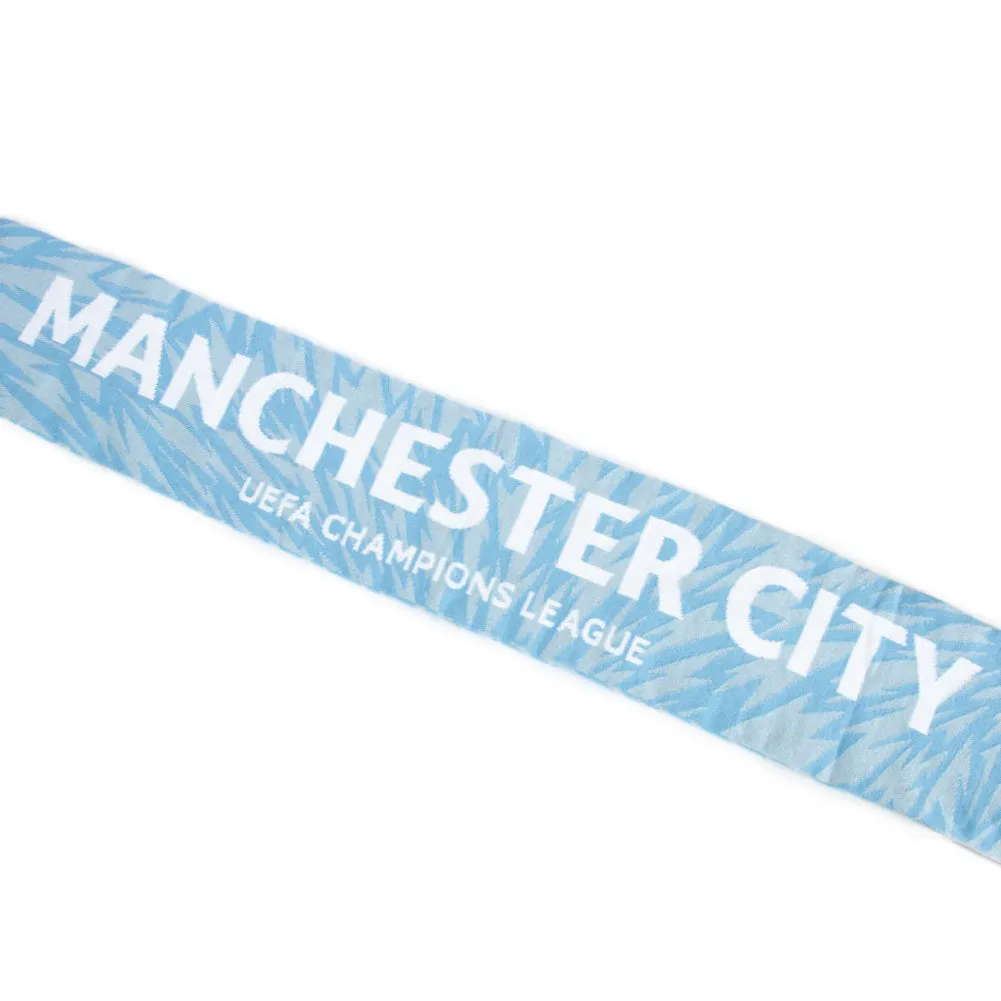 Manchester City FC UCL Scarf - Sky Blue Jacquard Knit