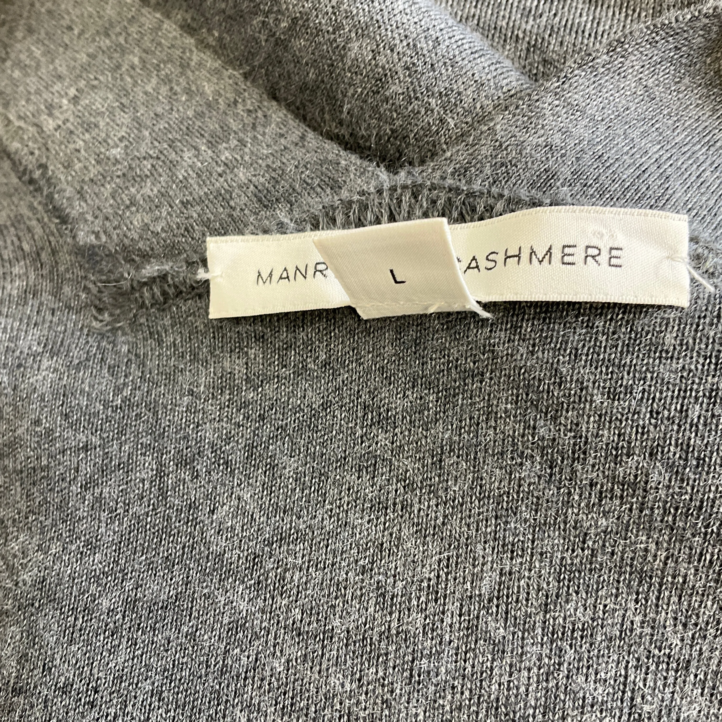 Manrico Cashmere Grey / Black Leather Trimmed Cashmere Knit Cardigan Sweater