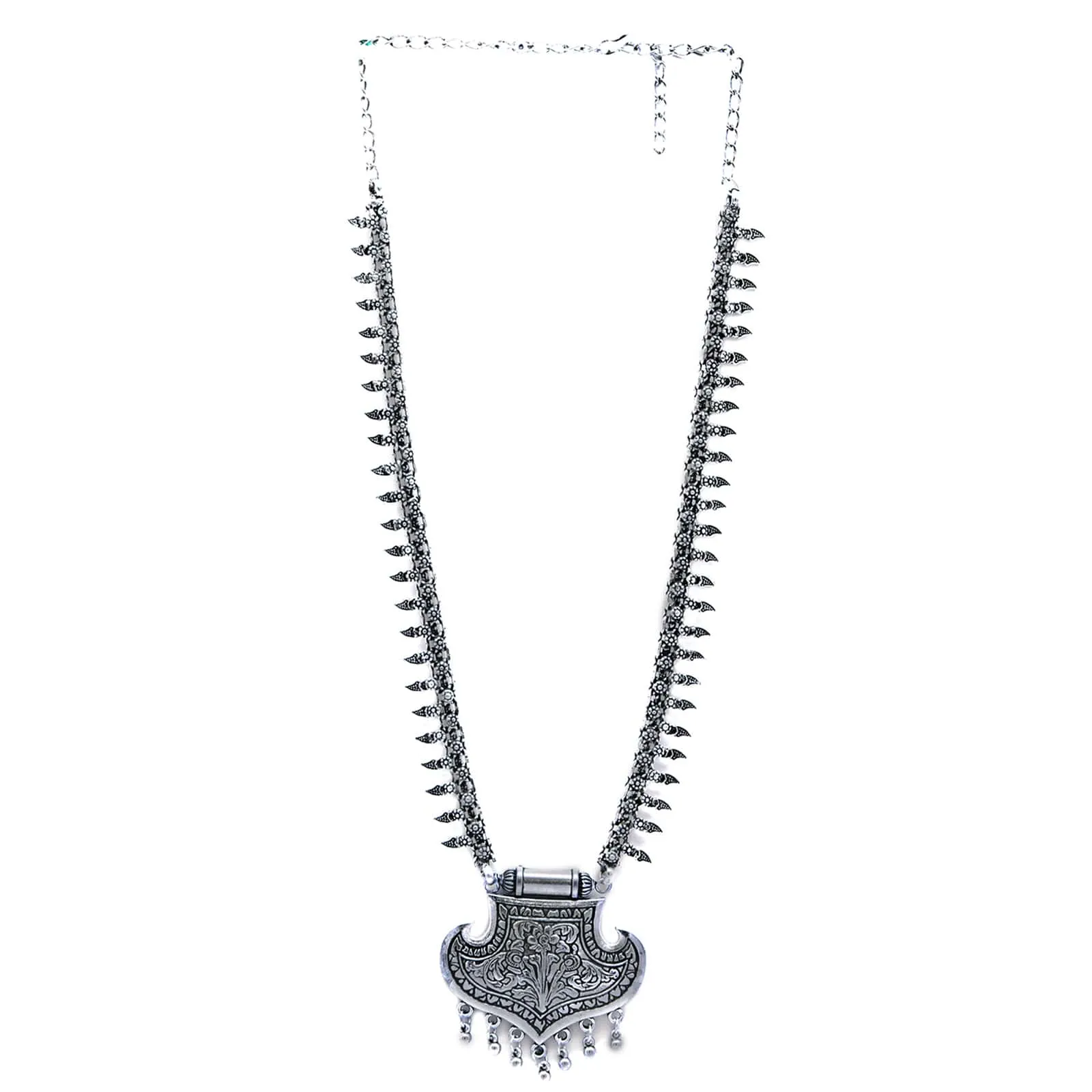 Mayra Silver Oxidized Long Necklace