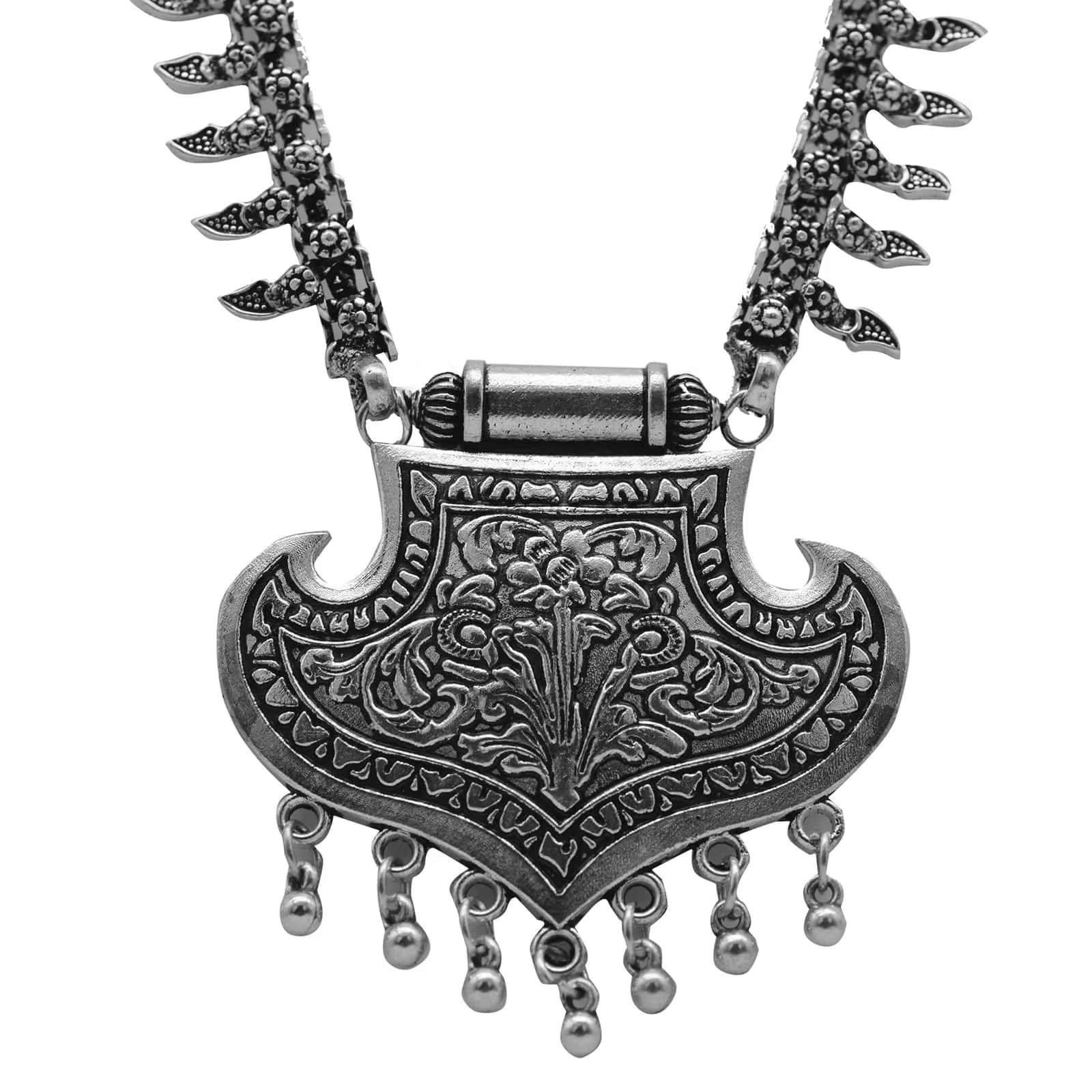 Mayra Silver Oxidized Long Necklace