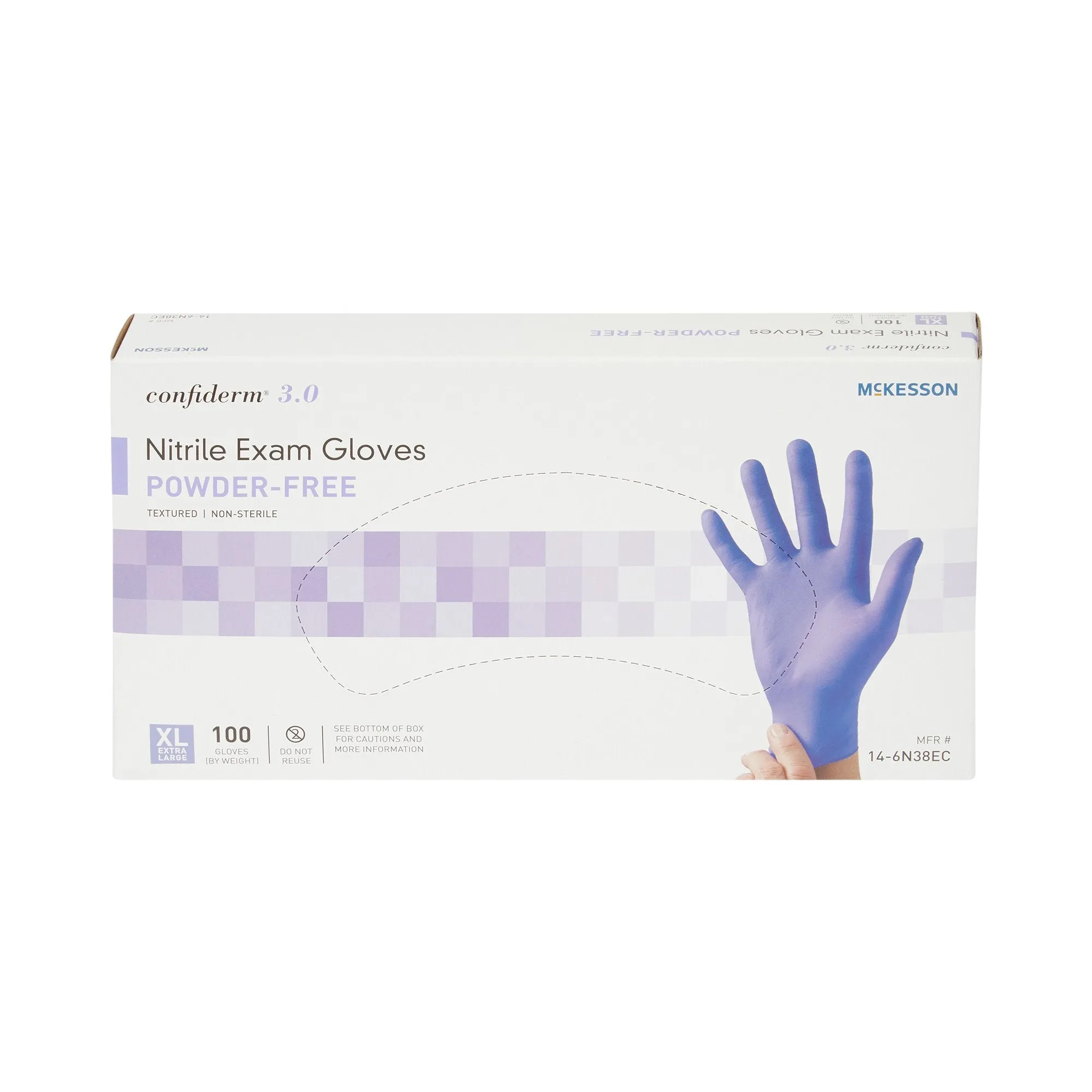 McKesson Confiderm® 3.0 Nitrile Exam Glove, Powder-Free, Extra Large, Blue