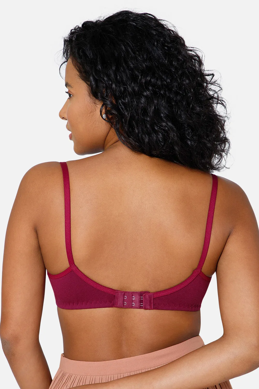 Medium Coverage Non-Wired Non-Padded Intimacy Saree Bra - Wine - INT29