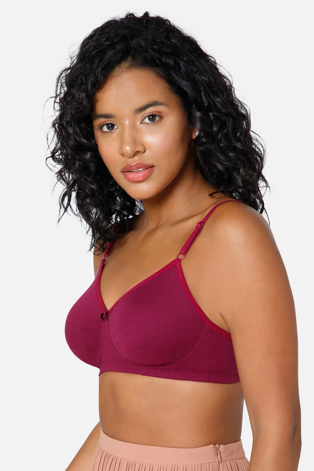 Medium Coverage Non-Wired Non-Padded Intimacy Saree Bra - Wine - INT29