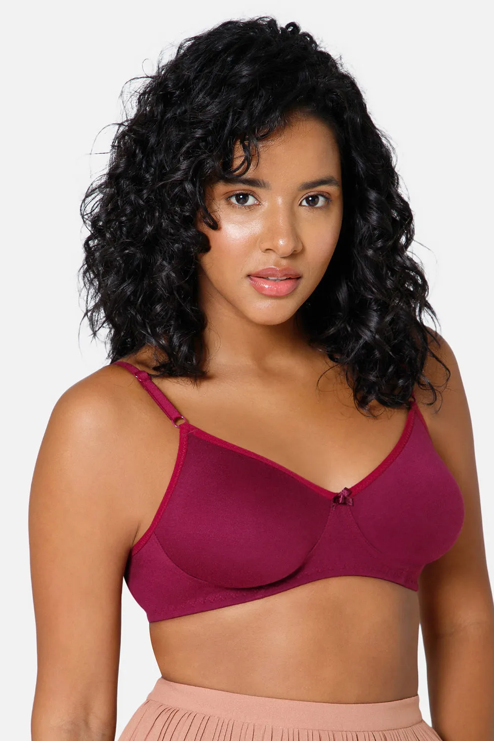 Medium Coverage Non-Wired Non-Padded Intimacy Saree Bra - Wine - INT29