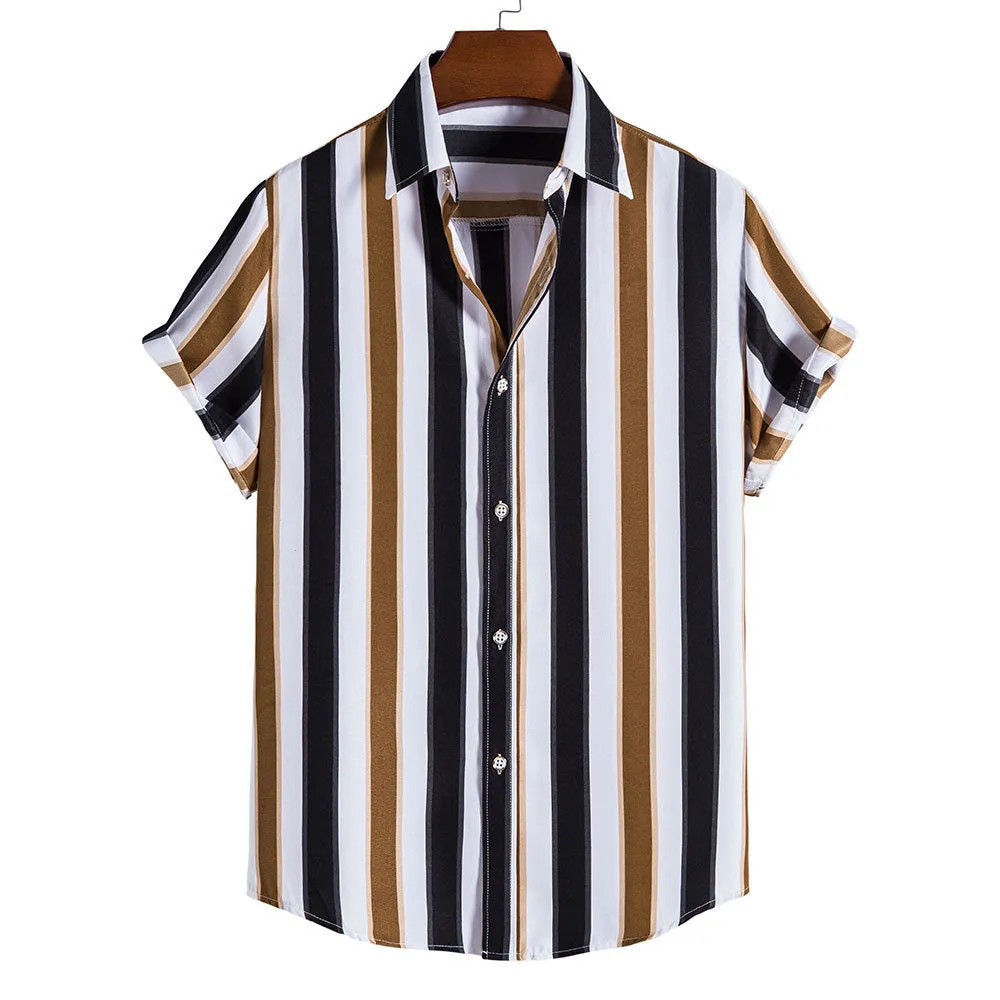 MEN RANDOM COLORFUL STRIPED SHIRT CARDIGAN