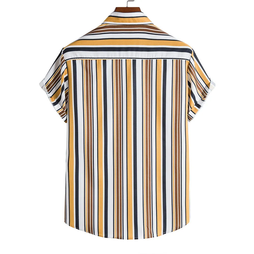 MEN RANDOM COLORFUL STRIPED SHIRT CARDIGAN