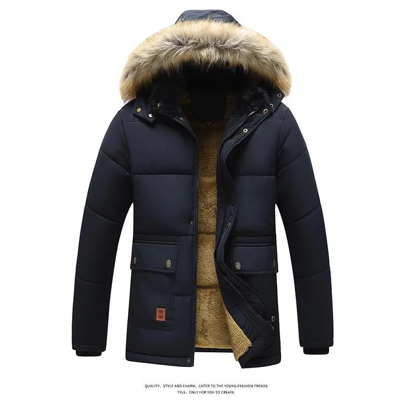 Men's Casual Cold Proof Mid Length Cotton Coat 75818107YM