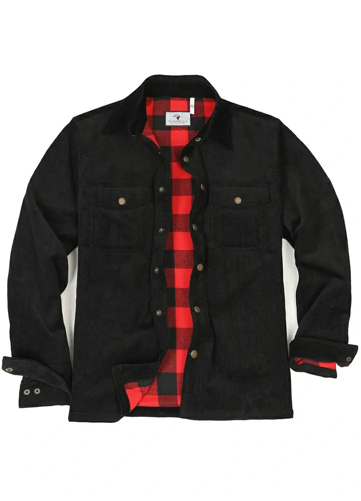 Men's Corduroy Flannel Lined Shirt Jacket,Utility Shacket