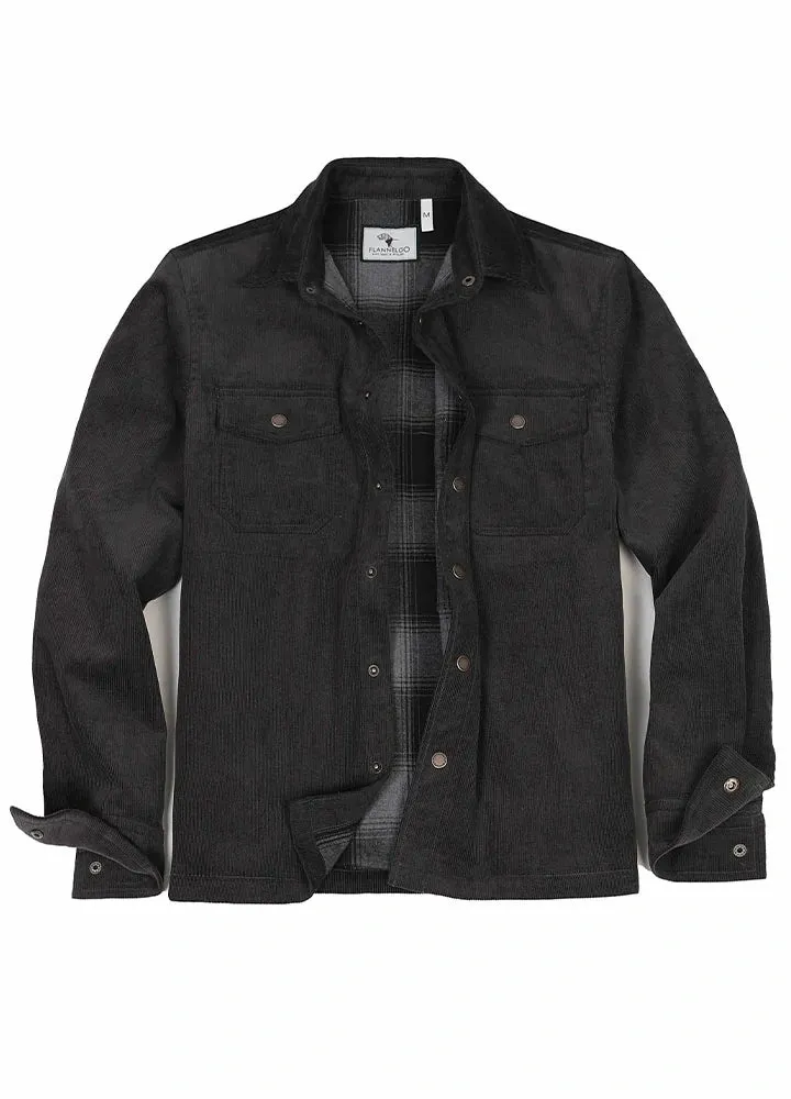 Men's Corduroy Flannel Lined Shirt Jacket,Utility Shacket