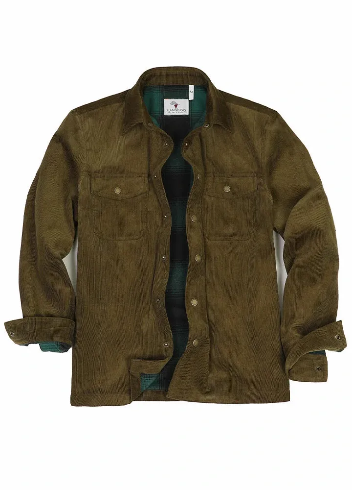 Men's Corduroy Flannel Lined Shirt Jacket,Utility Shacket