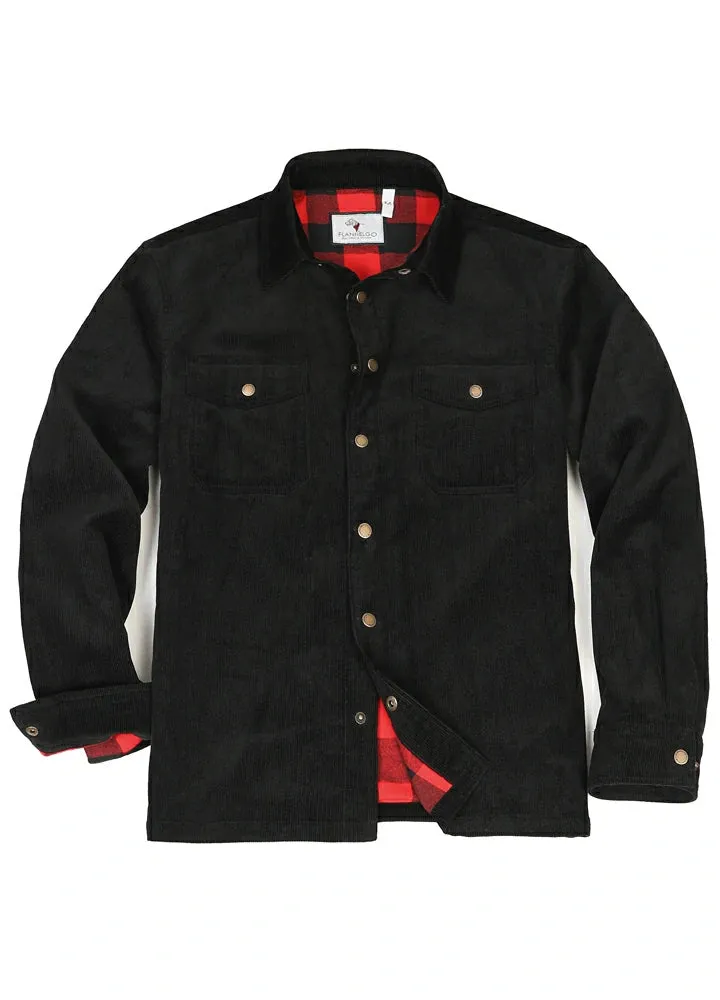 Men's Corduroy Flannel Lined Shirt Jacket,Utility Shacket