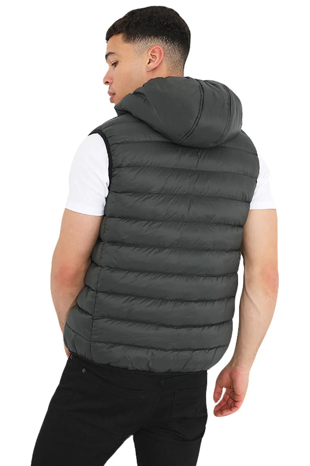 Mens Hooded Sleeveless Padded Puffer Jacket