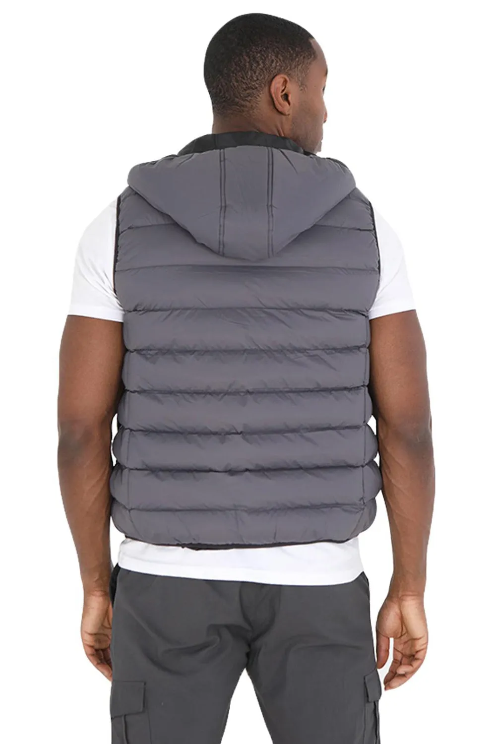 Mens Hooded Sleeveless Padded Puffer Jacket