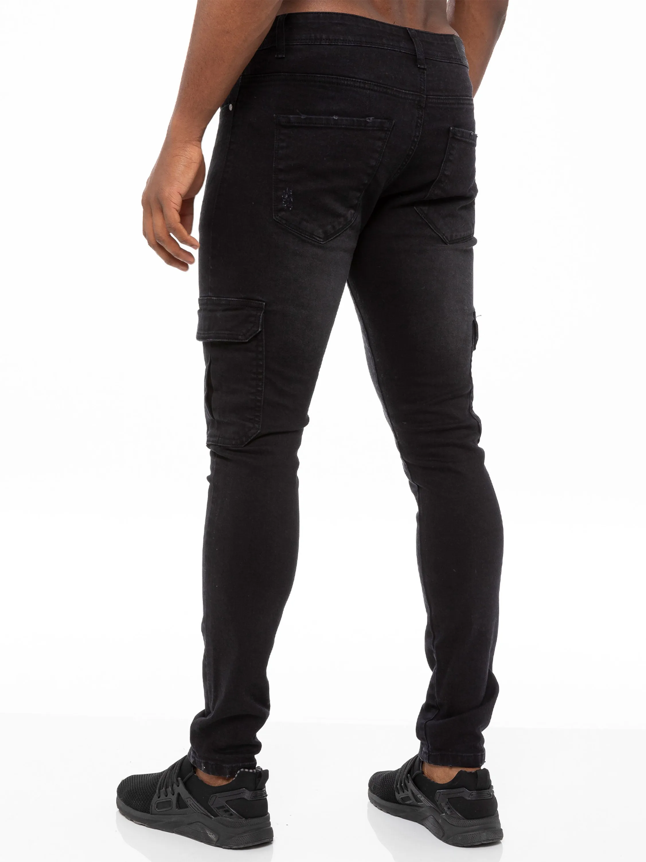 Mens Skinny Stretch Distressed Denim Jeans | Enzo Designer Menswear