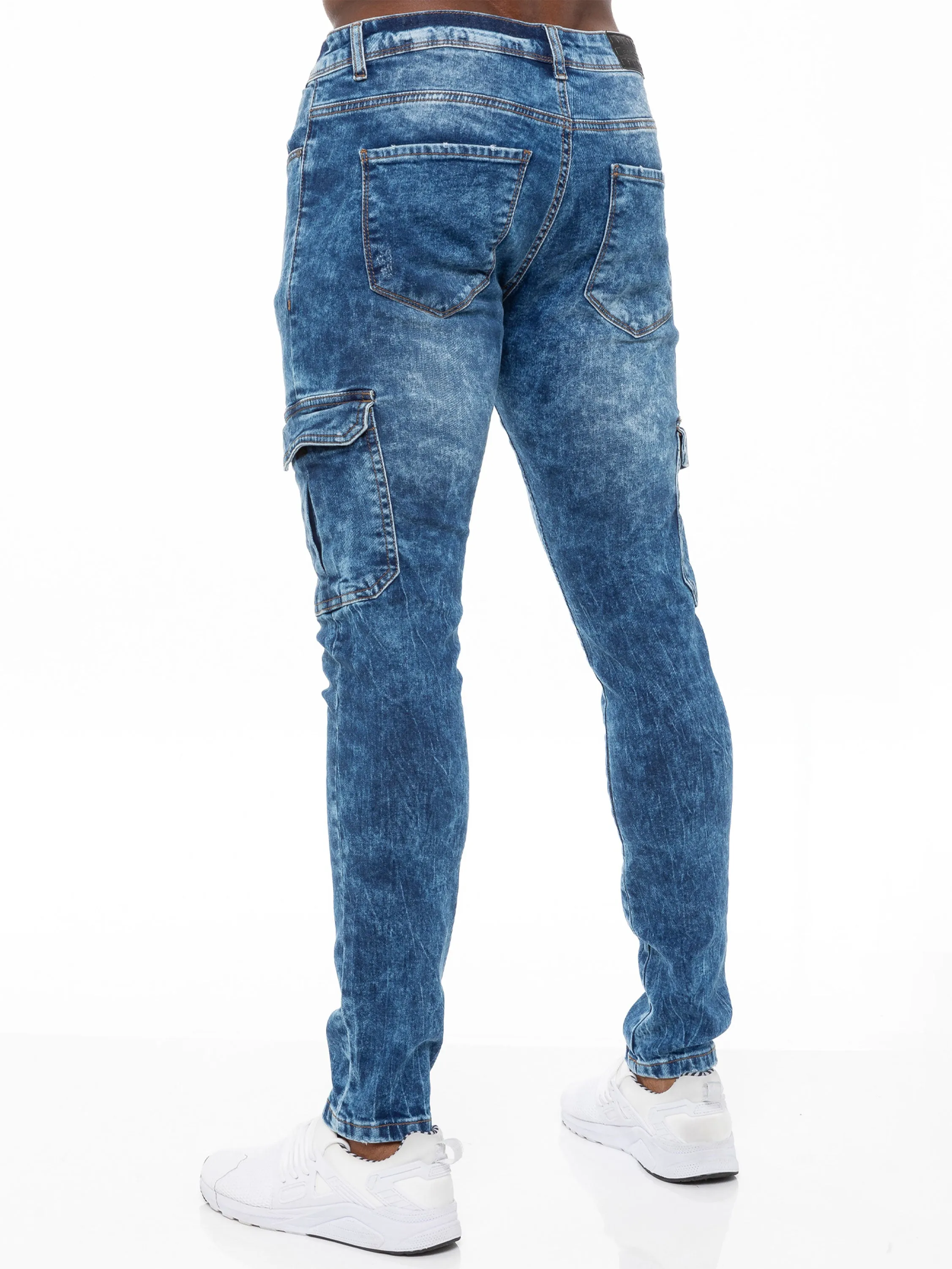 Mens Skinny Stretch Distressed Denim Jeans | Enzo Designer Menswear