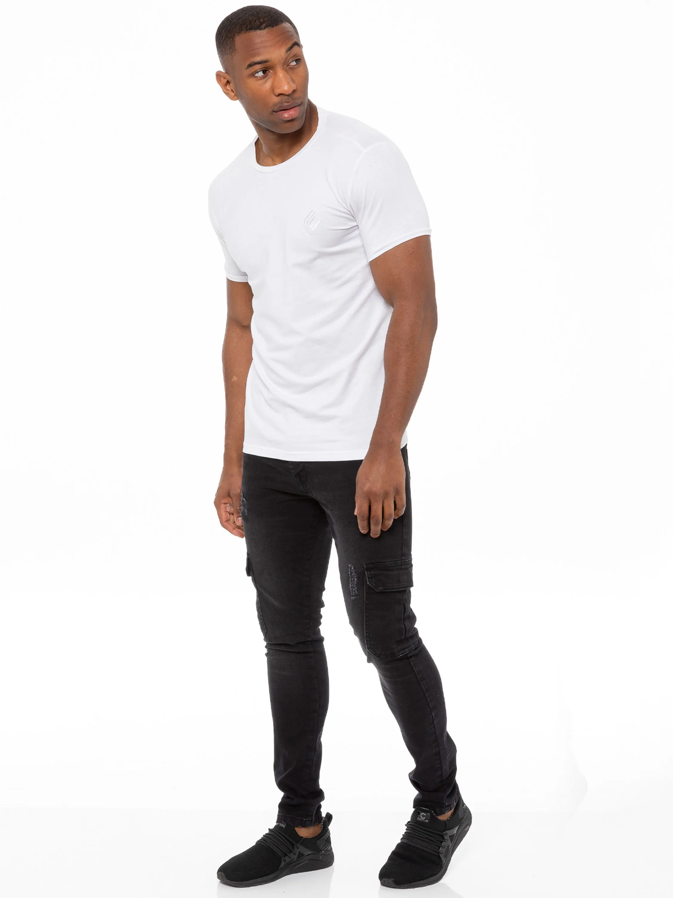 Mens Skinny Stretch Distressed Denim Jeans | Enzo Designer Menswear