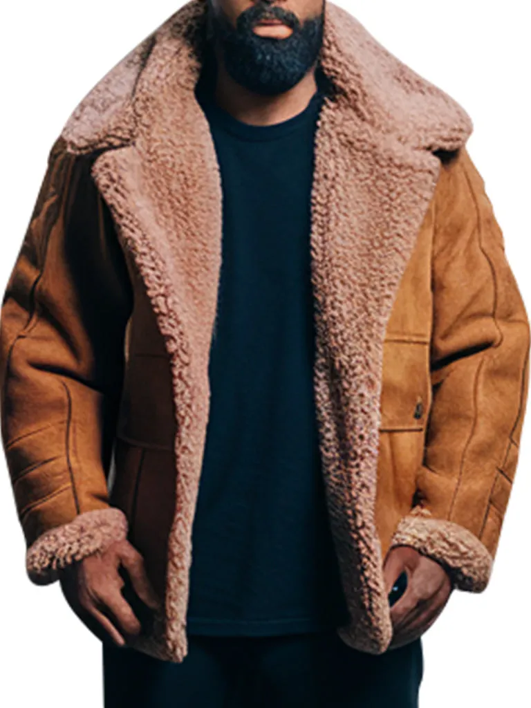 Men’s Tan Shearling Aviator Jacket