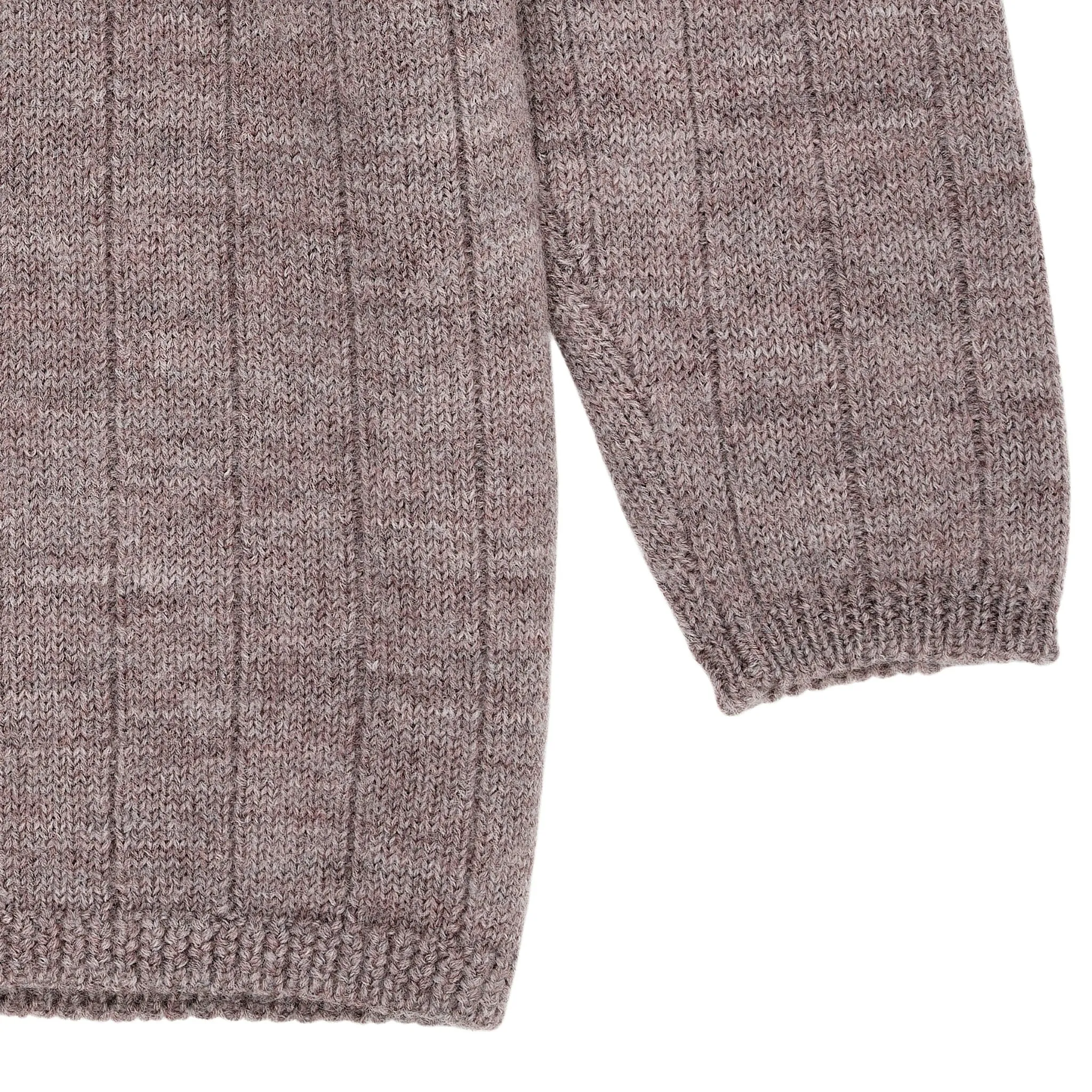 MERINO KNITTED CARDIGAN W. WIDE RIB - NATURAL MELANGE