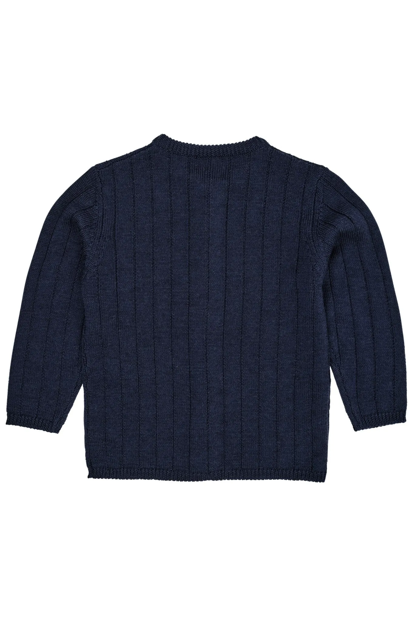 MERINO KNITTED CARDIGAN W. WIDE RIB - NAVY