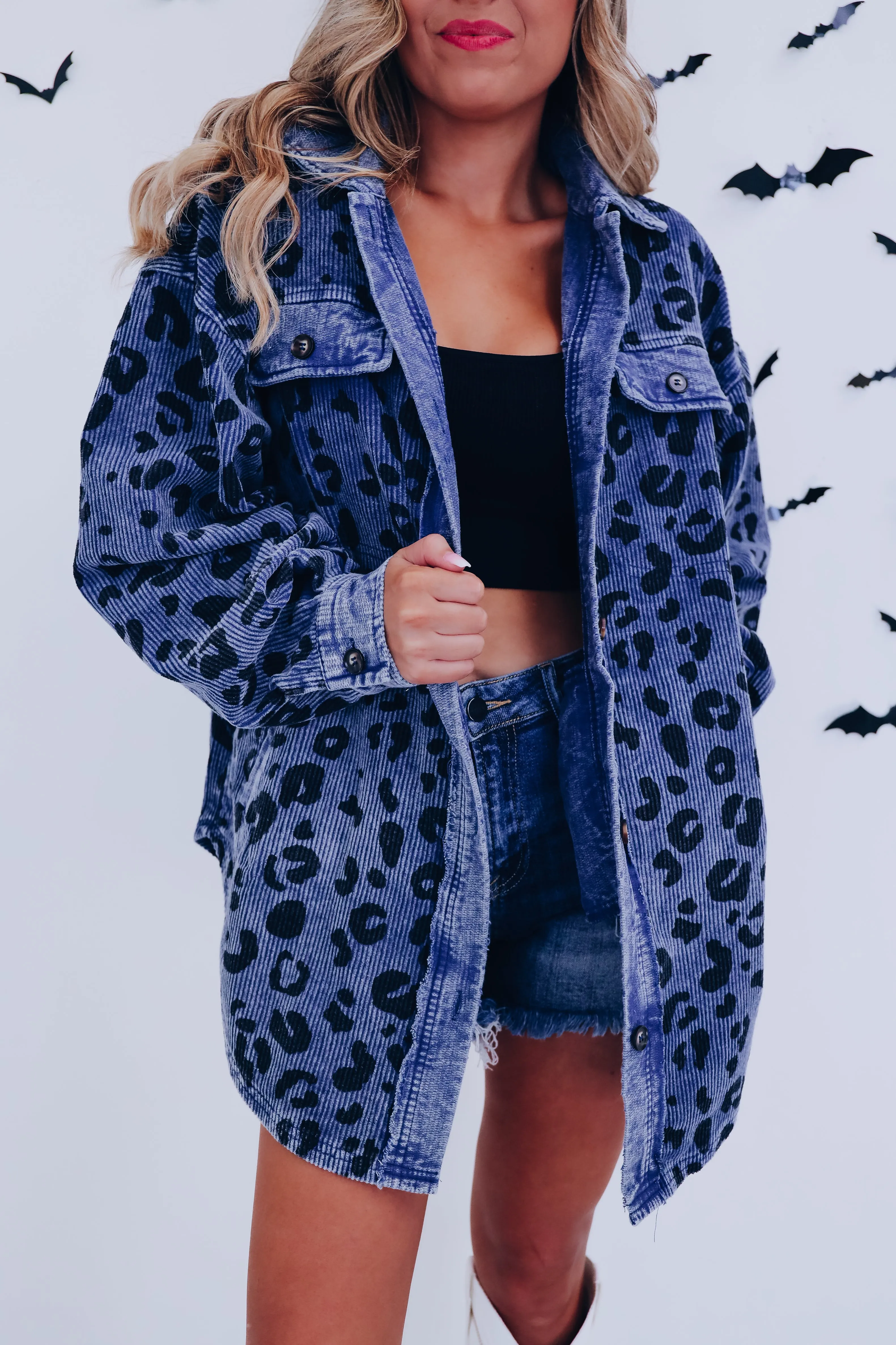 Milo Leopard Print Shacket - Denim