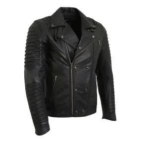 Milwaukee Leather SFM1885 Men's Black Leather Fashion Jacket with Piping Design