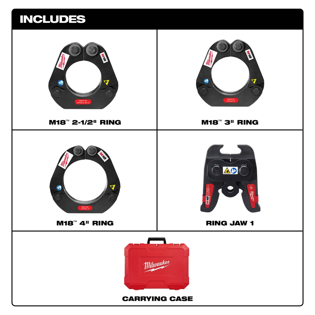 Milwaukee M18 Force Logic 2-1/2" - 4" Press Ring Kit