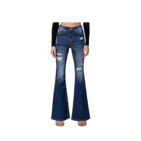 Miss Me Women's High Rise Sassy Flare Dark Wash Jeans