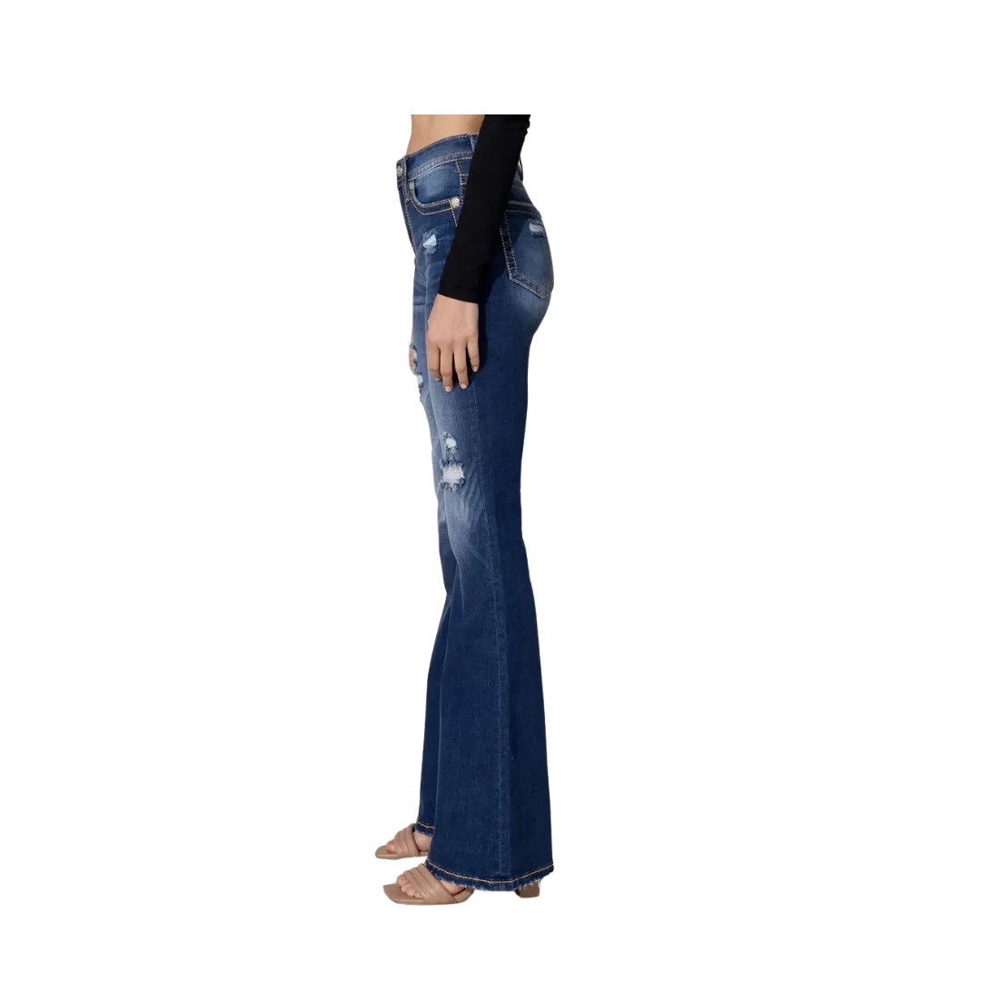 Miss Me Women's High Rise Sassy Flare Dark Wash Jeans