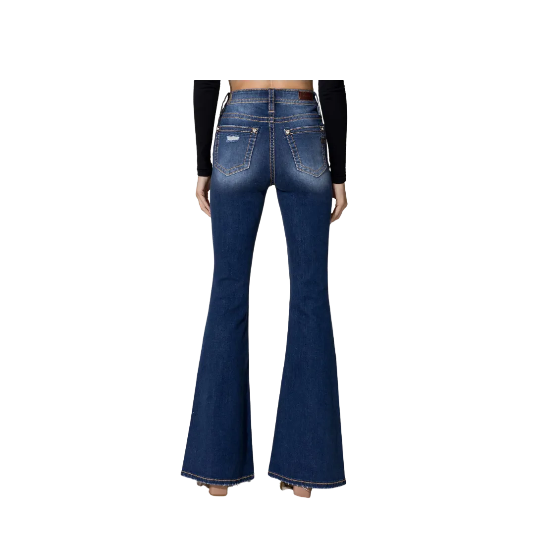 Miss Me Women's High Rise Sassy Flare Dark Wash Jeans